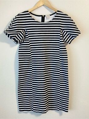J. Crew Short Sleeve Striped T-Shirt Shift Mini Dress Preppy Coastal